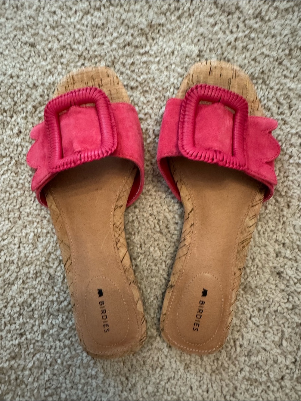 Birdies Pink Suede Slide Sandals